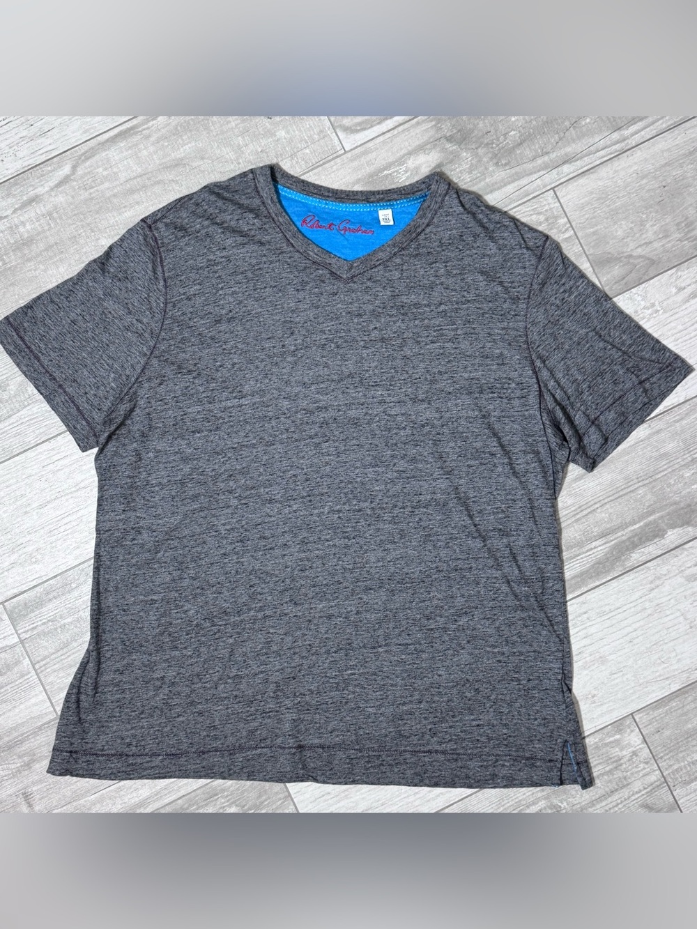 Robert Graham Men's Gray Classic Fit V-Neck Short Sleeve Tee Size 2XL